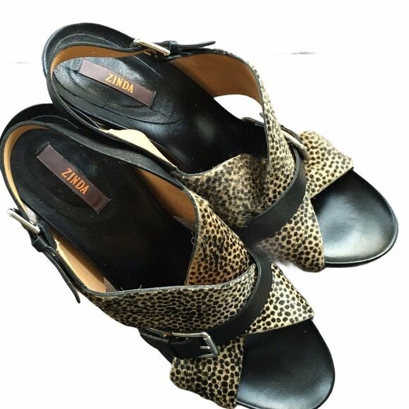 ZINDA Spain Zebra Print Heels Black Tan 41 - Picture 3 of 7